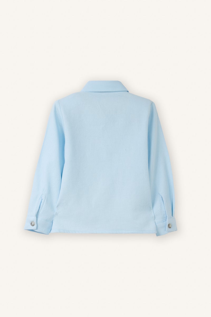 DeFacto Blue BabyBoy Baby Boy Shirt Collar Cotton Long Sleeve Shirt Casual - Image 3